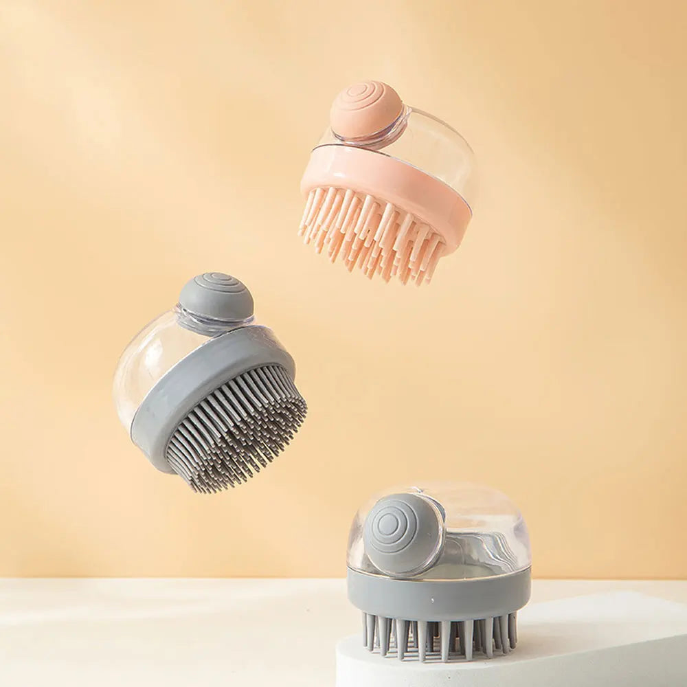 1Pc Pet Bath Brush Soft Silicone with Shampoo Dispenser Gentle Massage - PeticaDeals