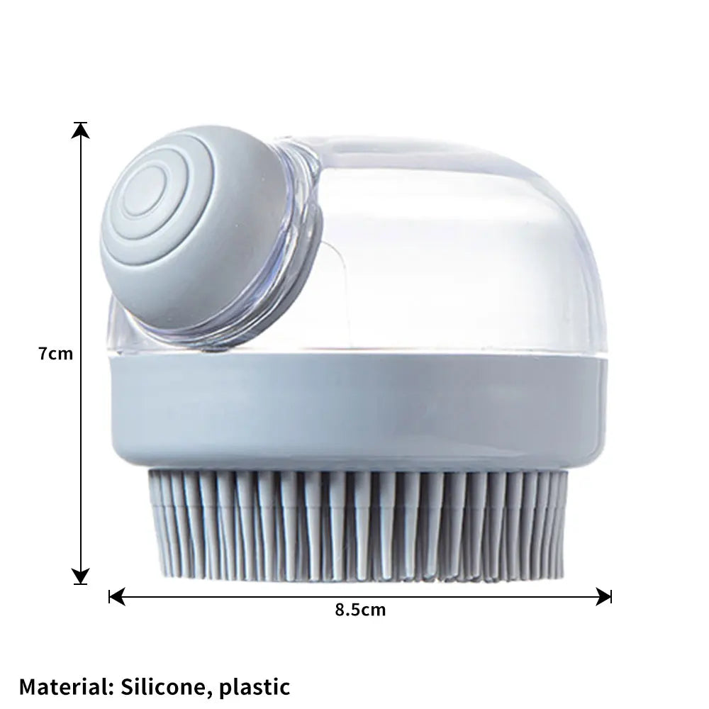 1Pc Pet Bath Brush Soft Silicone with Shampoo Dispenser Gentle Massage - PeticaDeals
