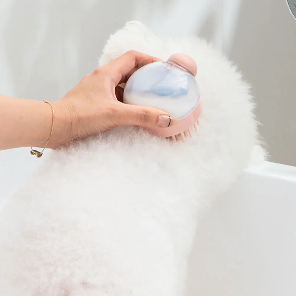 1Pc Pet Bath Brush Soft Silicone with Shampoo Dispenser Gentle Massage - PeticaDeals
