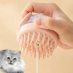 1Pc Pet Bath Brush Soft Silicone with Shampoo Dispenser Gentle Massage - PeticaDeals