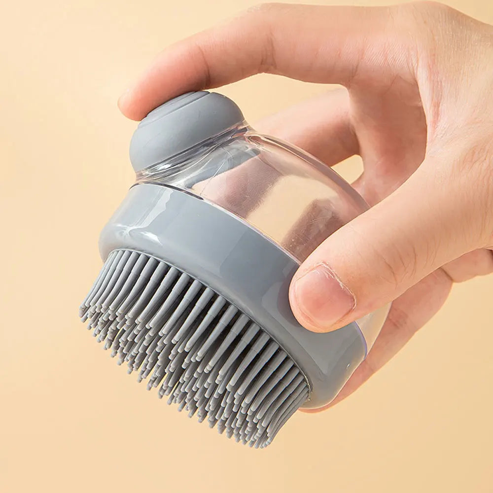 1Pc Pet Bath Brush Soft Silicone with Shampoo Dispenser Gentle Massage - PeticaDeals