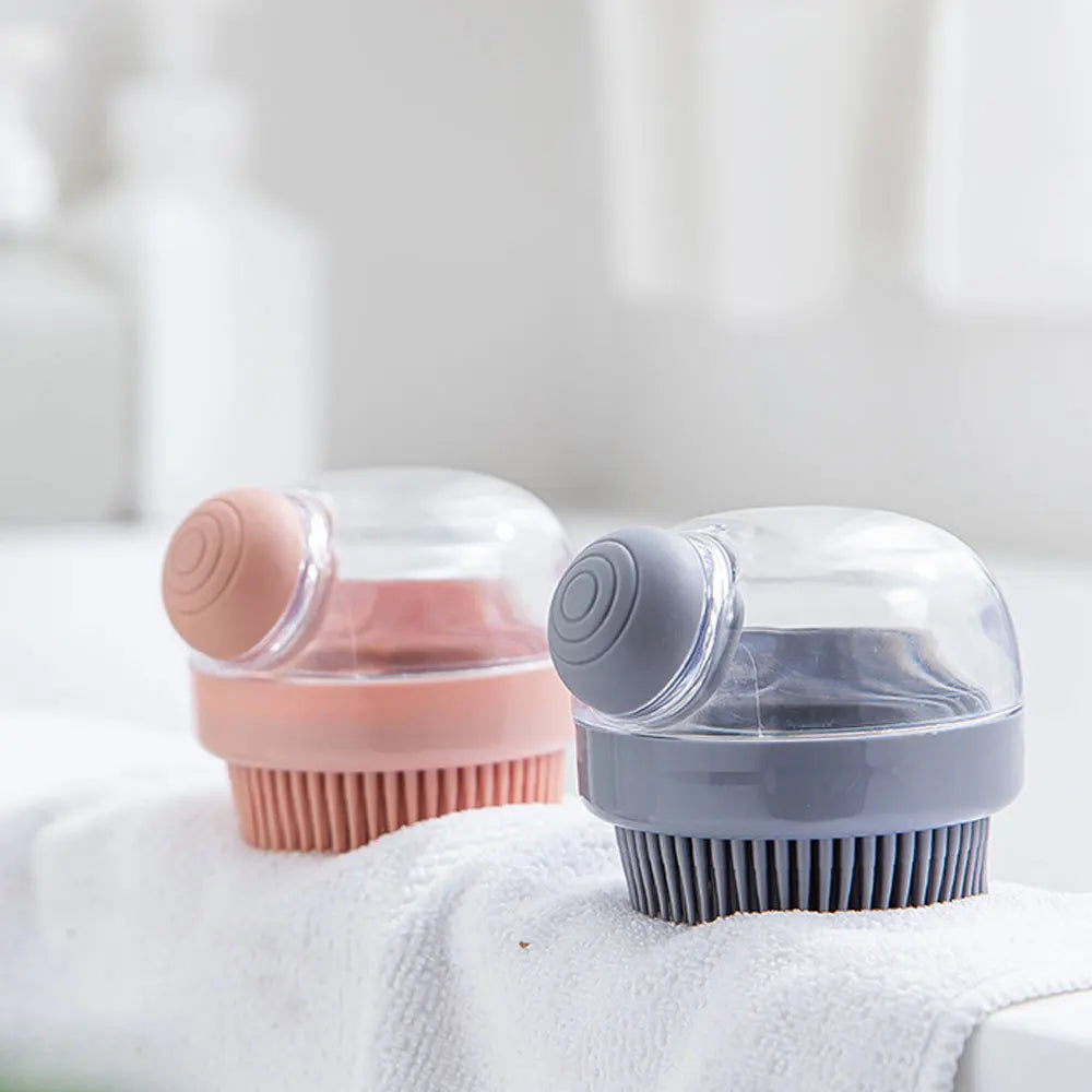 1Pc Pet Bath Brush Soft Silicone with Shampoo Dispenser Gentle Massage - PeticaDeals