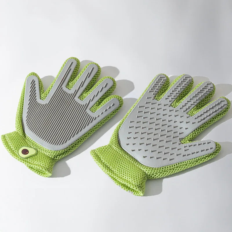 1pc Dogs Grooming Glove Silicone Fabric Cats Brush Comb Shedding Hair Gloves - PeticaDeals