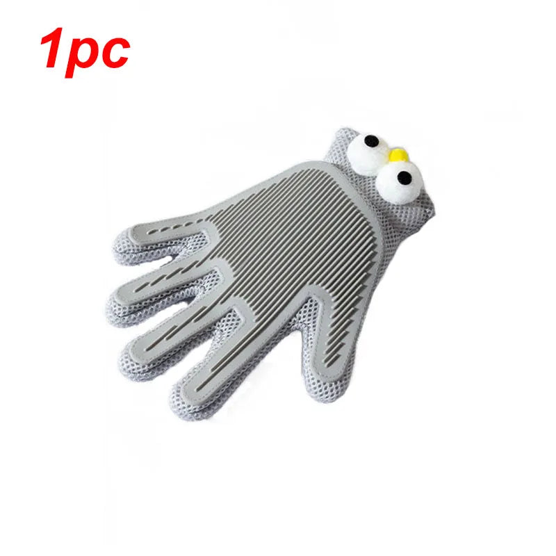 1pc Dogs Grooming Glove Silicone Fabric Cats Brush Comb Shedding Hair Gloves - PeticaDeals