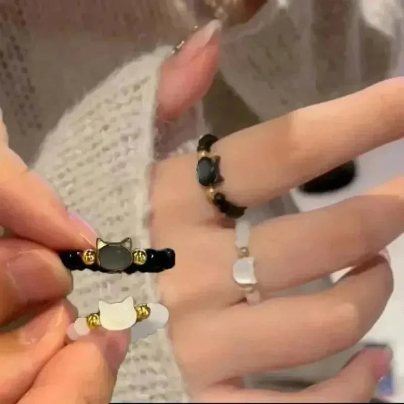 1pcs Natural Moonstone Obsidian Rings Beads Minimalist Fidget Ring Cute - PeticaDeals