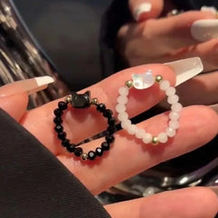 1pcs Natural Moonstone Obsidian Rings Beads Minimalist Fidget Ring Cute - PeticaDeals