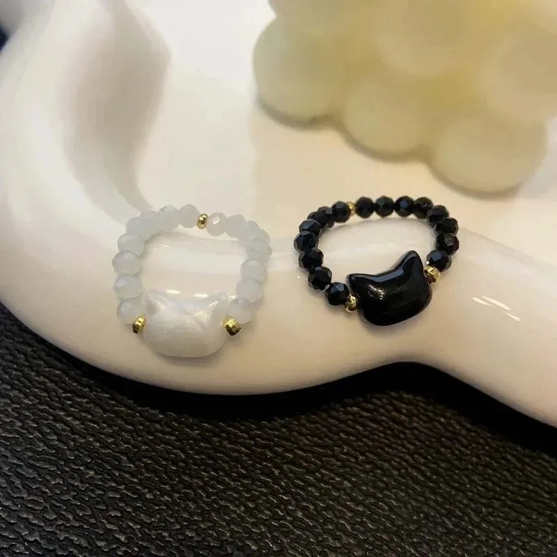 1pcs Natural Moonstone Obsidian Rings Beads Minimalist Fidget Ring Cute - PeticaDeals