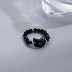 1pcs Natural Moonstone Obsidian Rings Beads Minimalist Fidget Ring Cute - PeticaDeals