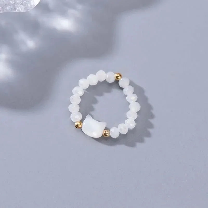 1pcs Natural Moonstone Obsidian Rings Beads Minimalist Fidget Ring Cute - PeticaDeals