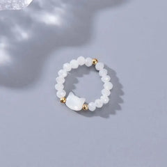1pcs Natural Moonstone Obsidian Rings Beads Minimalist Fidget Ring Cute - PeticaDeals