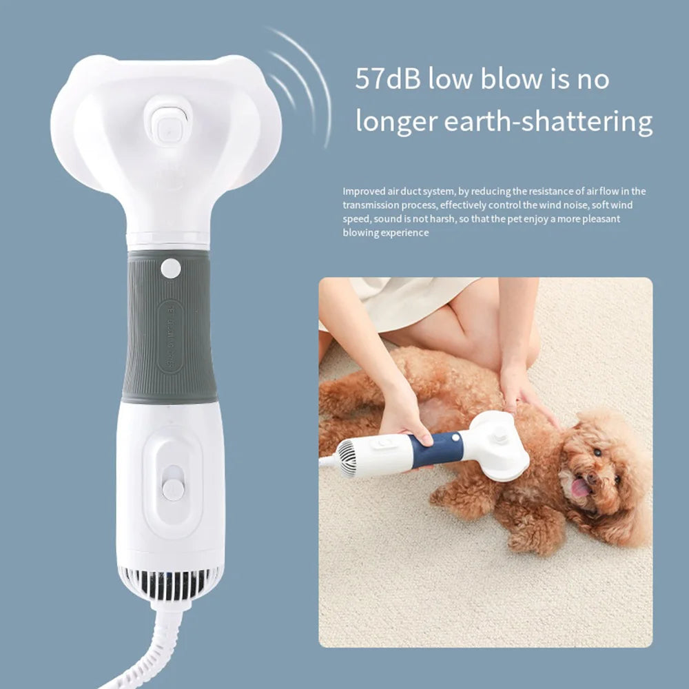 2-in-1 Pet Grooming Dryer Portable three-speed wind speed with Slicker Brush - PeticaDeals