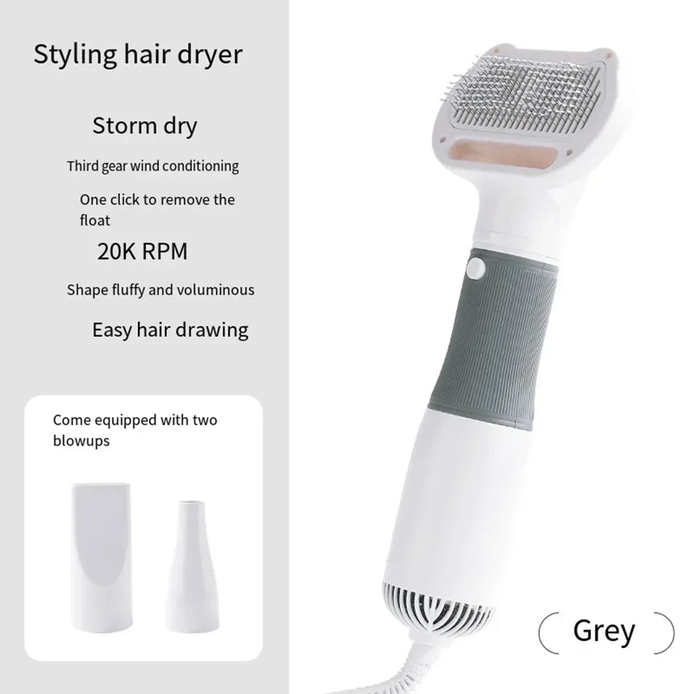 2-in-1 Pet Grooming Dryer Portable three-speed wind speed with Slicker Brush - PeticaDeals