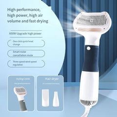 2-in-1 Pet Grooming Dryer Portable three-speed wind speed with Slicker Brush - PeticaDeals