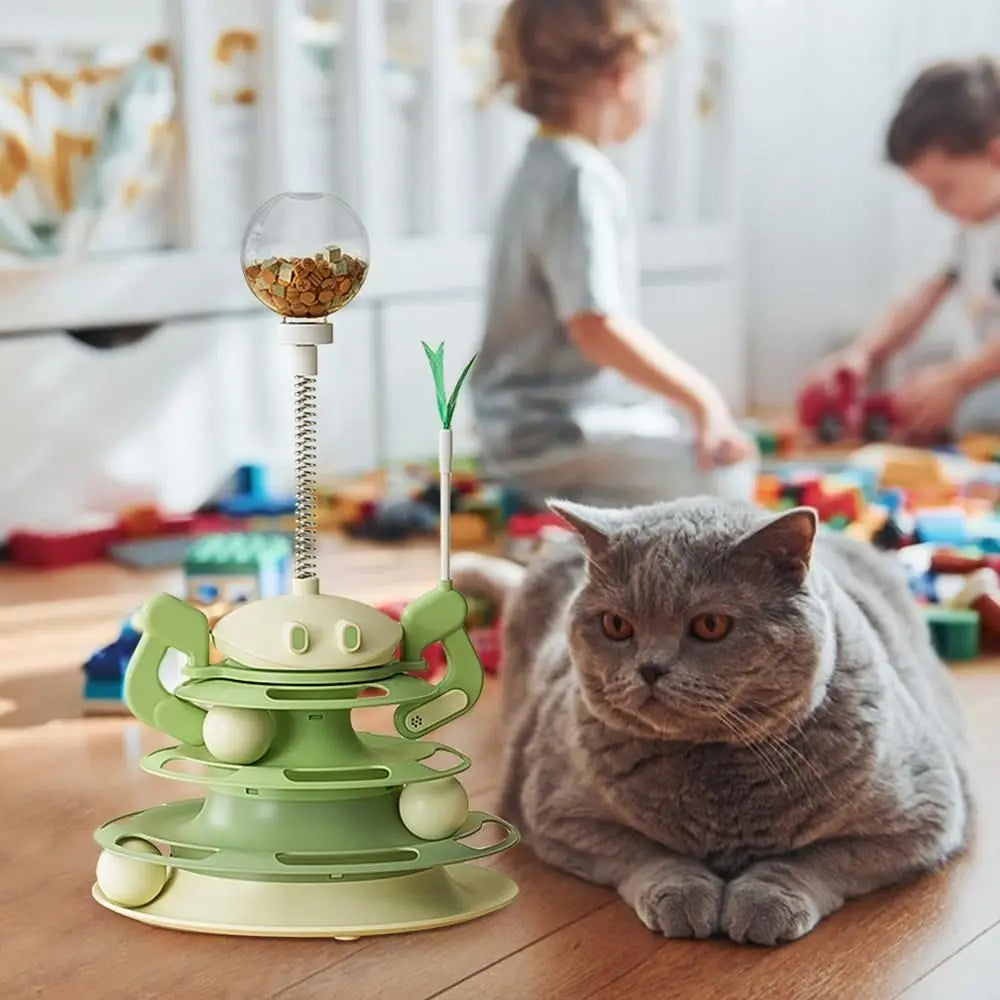 3 Layer Cat Toy Tower Interactive Physical Exerciser Cat Food Toy Entertaining Stimulating Pet Plaything Indoor Use - PeticaDeals