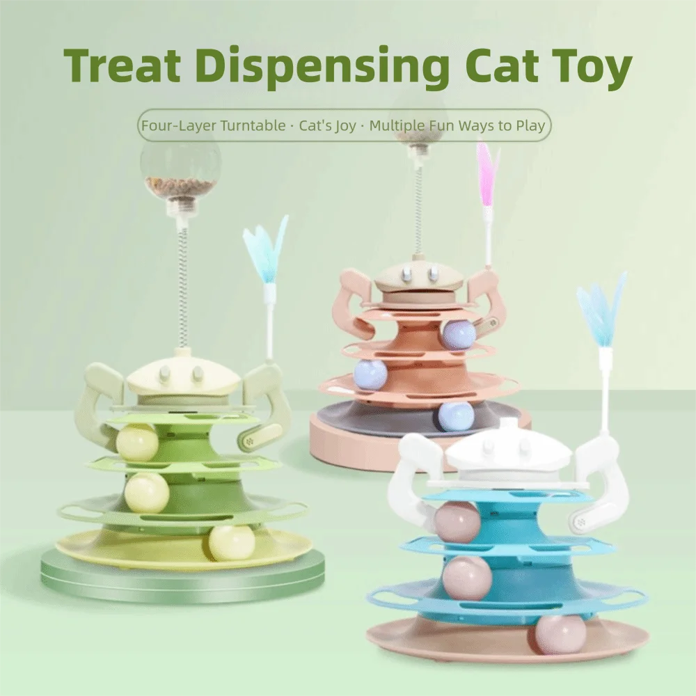 3 Layer Cat Toy Tower Interactive Physical Exerciser Cat Food Toy Entertaining Stimulating Pet Plaything Indoor Use - PeticaDeals