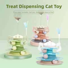3 Layer Cat Toy Tower Interactive Physical Exerciser Cat Food Toy Entertaining Stimulating Pet Plaything Indoor Use - PeticaDeals