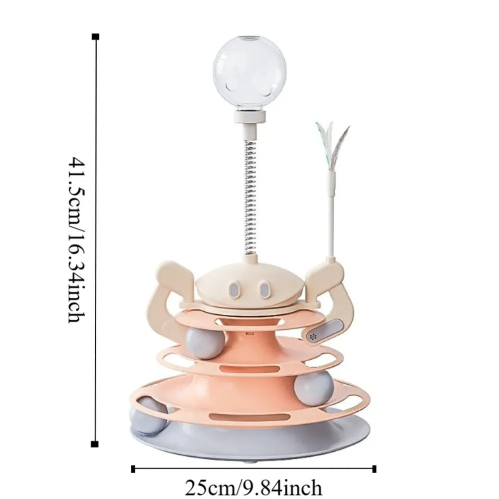 3 Layer Cat Toy Tower Interactive Physical Exerciser Cat Food Toy Entertaining Stimulating Pet Plaything Indoor Use - PeticaDeals