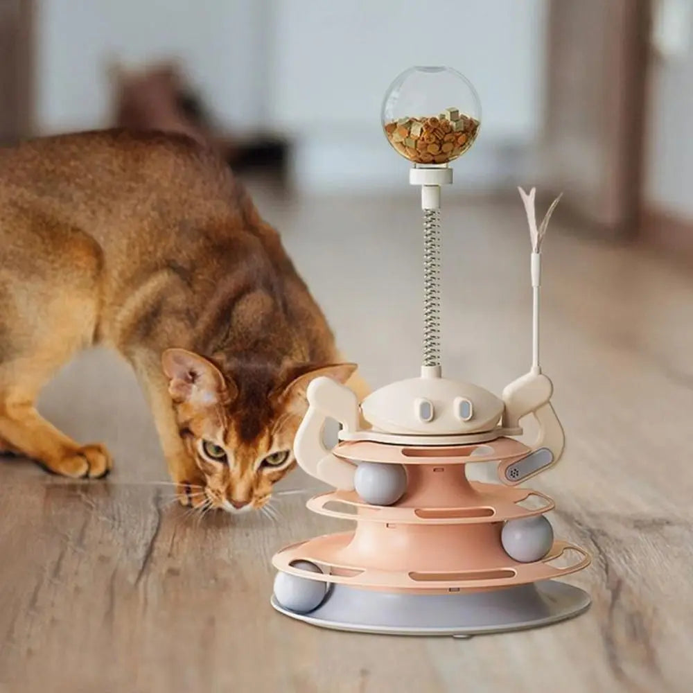 3 Layer Cat Toy Tower Interactive Physical Exerciser Cat Food Toy Entertaining Stimulating Pet Plaything Indoor Use - PeticaDeals