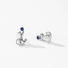 925 Sterling Silver Creative Cat Pendant Necklace Earrings For Women - PeticaDeals