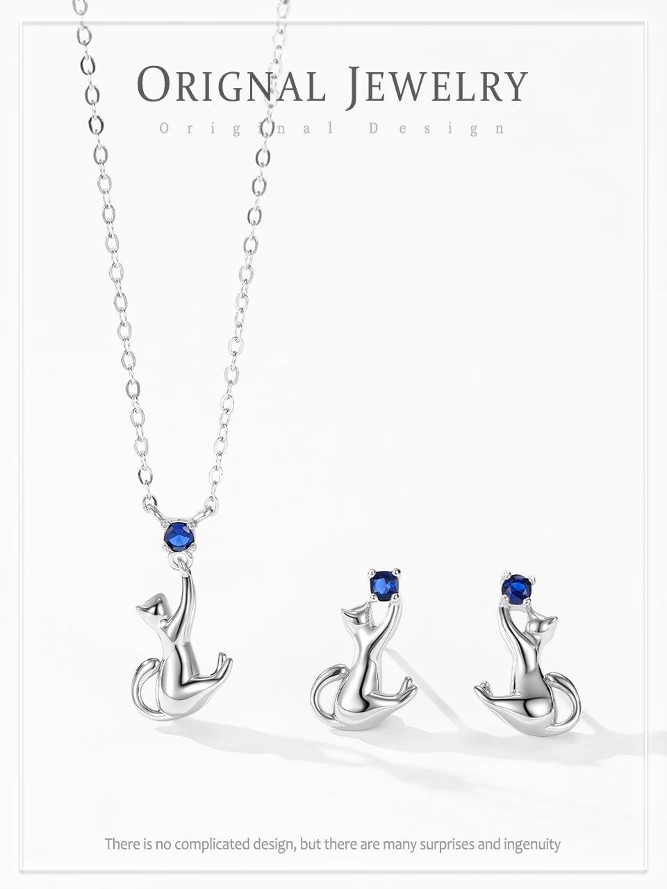 925 Sterling Silver Creative Cat Pendant Necklace Earrings For Women - PeticaDeals