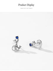 925 Sterling Silver Creative Cat Pendant Necklace Earrings For Women - PeticaDeals