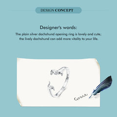 925 Sterling Silver Cute Dachshund Dog Adjustable Rings Stud Earrings Original Girl Lovely - PeticaDeals