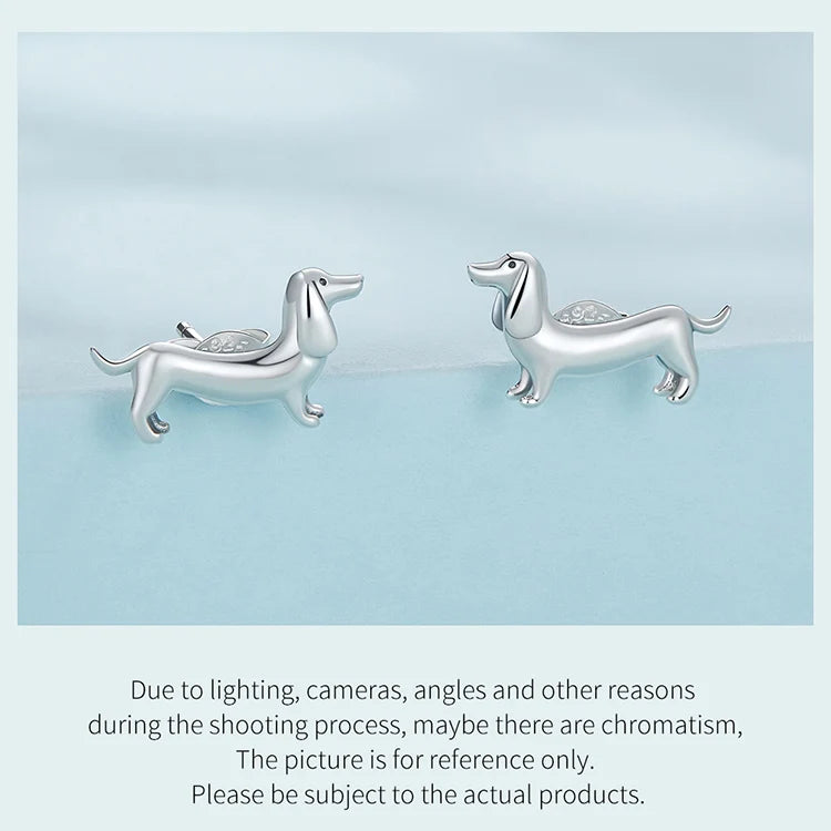925 Sterling Silver Cute Dachshund Dog Adjustable Rings Stud Earrings Original Girl Lovely - PeticaDeals