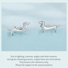 925 Sterling Silver Cute Dachshund Dog Adjustable Rings Stud Earrings Original Girl Lovely - PeticaDeals