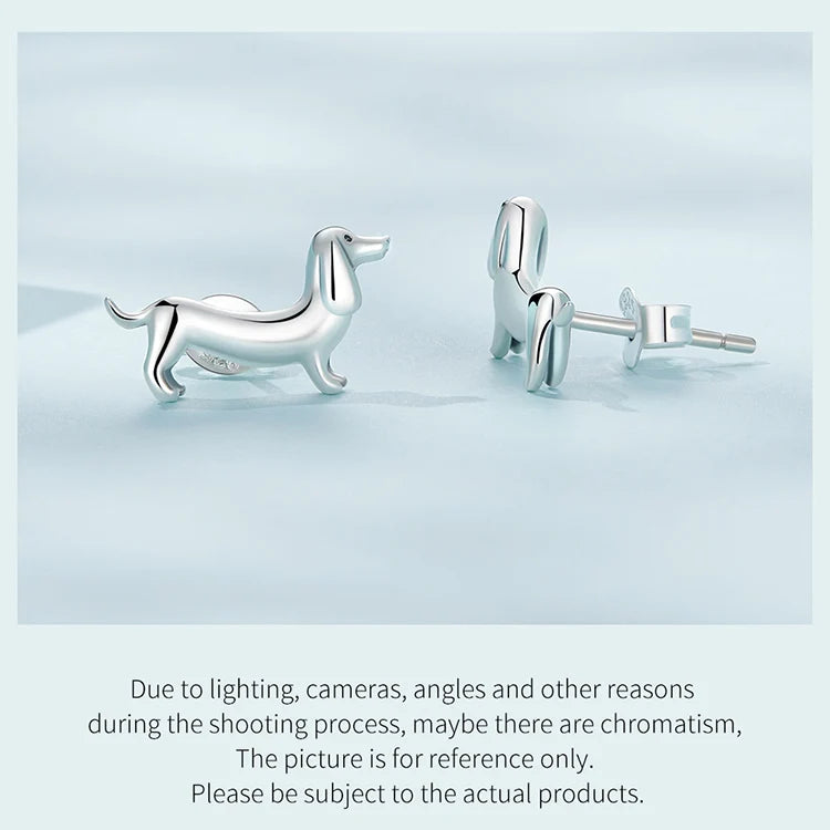 925 Sterling Silver Cute Dachshund Dog Adjustable Rings Stud Earrings Original Girl Lovely - PeticaDeals