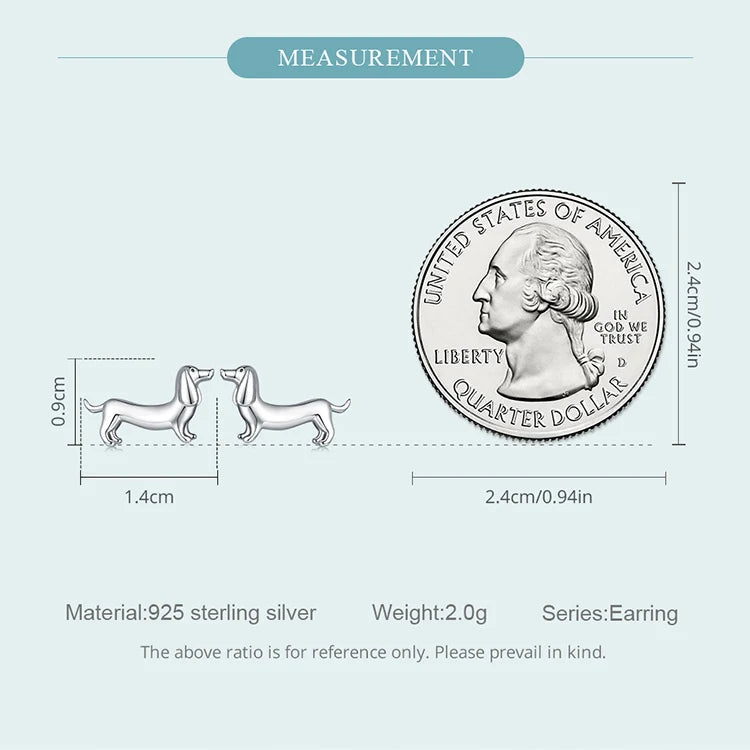 925 Sterling Silver Cute Dachshund Dog Adjustable Rings Stud Earrings Original Girl Lovely - PeticaDeals