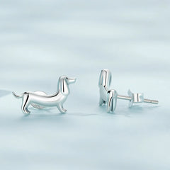 925 Sterling Silver Cute Dachshund Dog Adjustable Rings Stud Earrings Original Girl Lovely - PeticaDeals