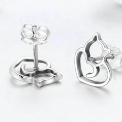 925 Sterling Silver Fashion Cute Cat Animal Earrings Rings Women Jewelry Sets Wedding Silver Jewelry - PeticaDeals