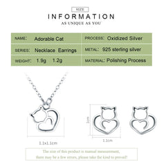925 Sterling Silver Fashion Cute Cat Animal Earrings Rings Women Jewelry Sets Wedding Silver Jewelry - PeticaDeals