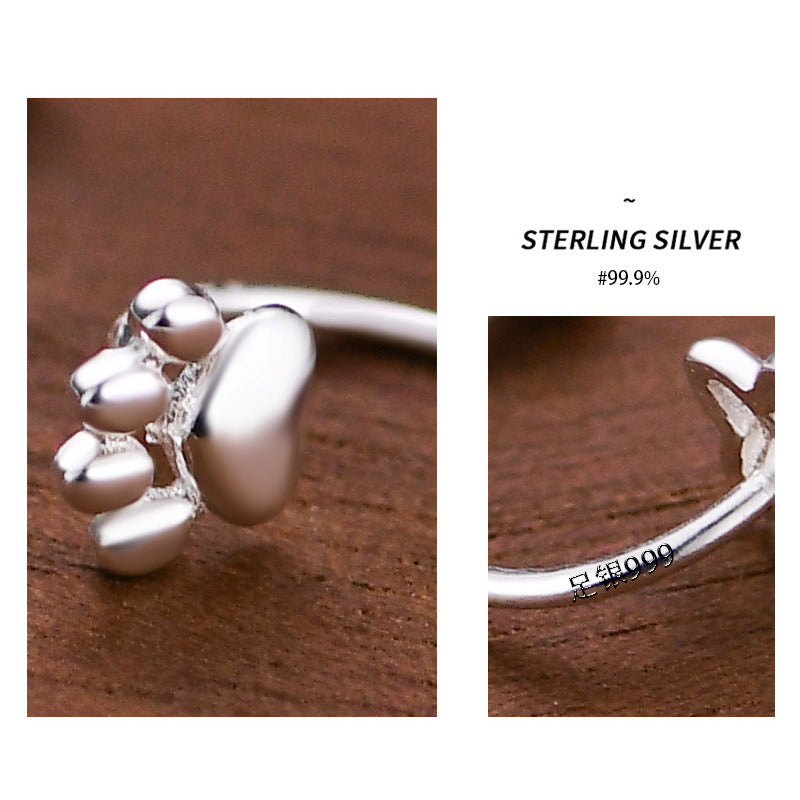 925 Sterling Silver Small Cat Paw Metal Stud Earrings for Women - PeticaDeals