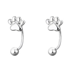 925 Sterling Silver Small Cat Paw Metal Stud Earrings for Women - PeticaDeals