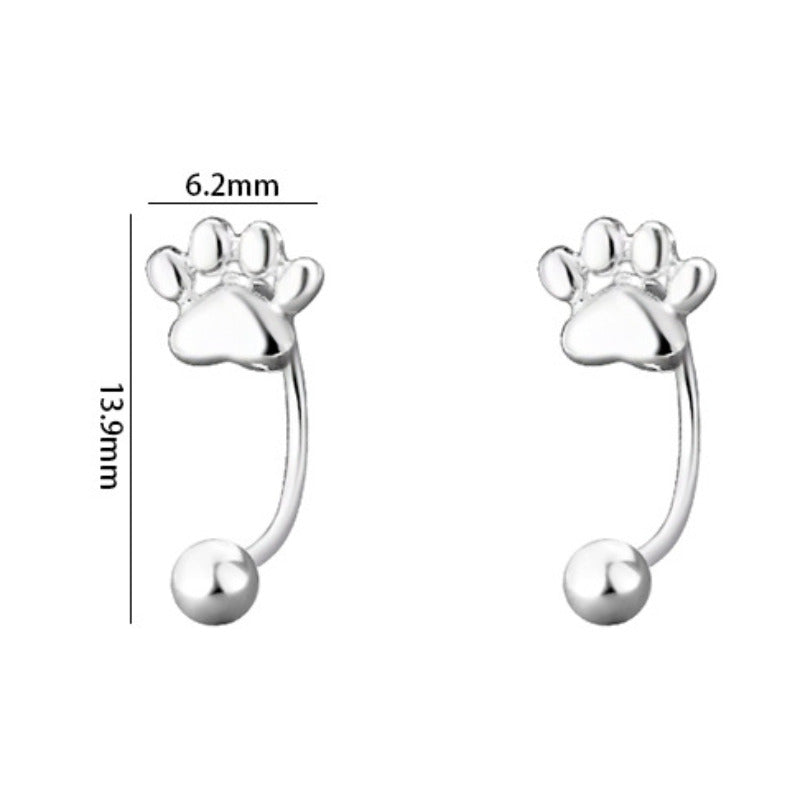 925 Sterling Silver Small Cat Paw Metal Stud Earrings for Women - PeticaDeals