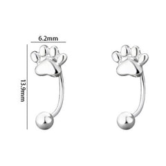 925 Sterling Silver Small Cat Paw Metal Stud Earrings for Women - PeticaDeals
