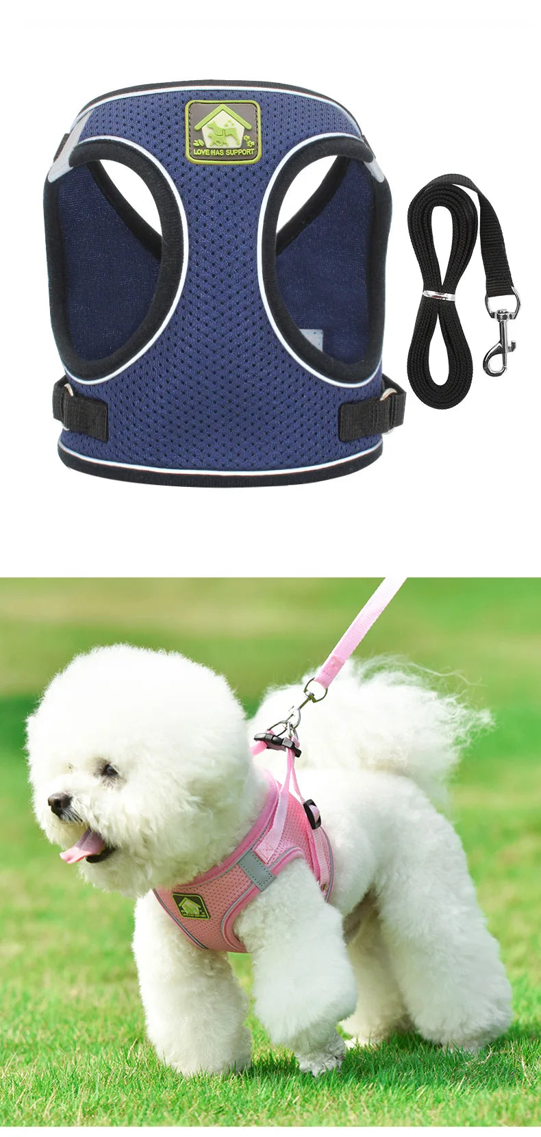 Adjustable Reflective Harness with Leash for Cats & Small Medium Dogs - PeticaDeals