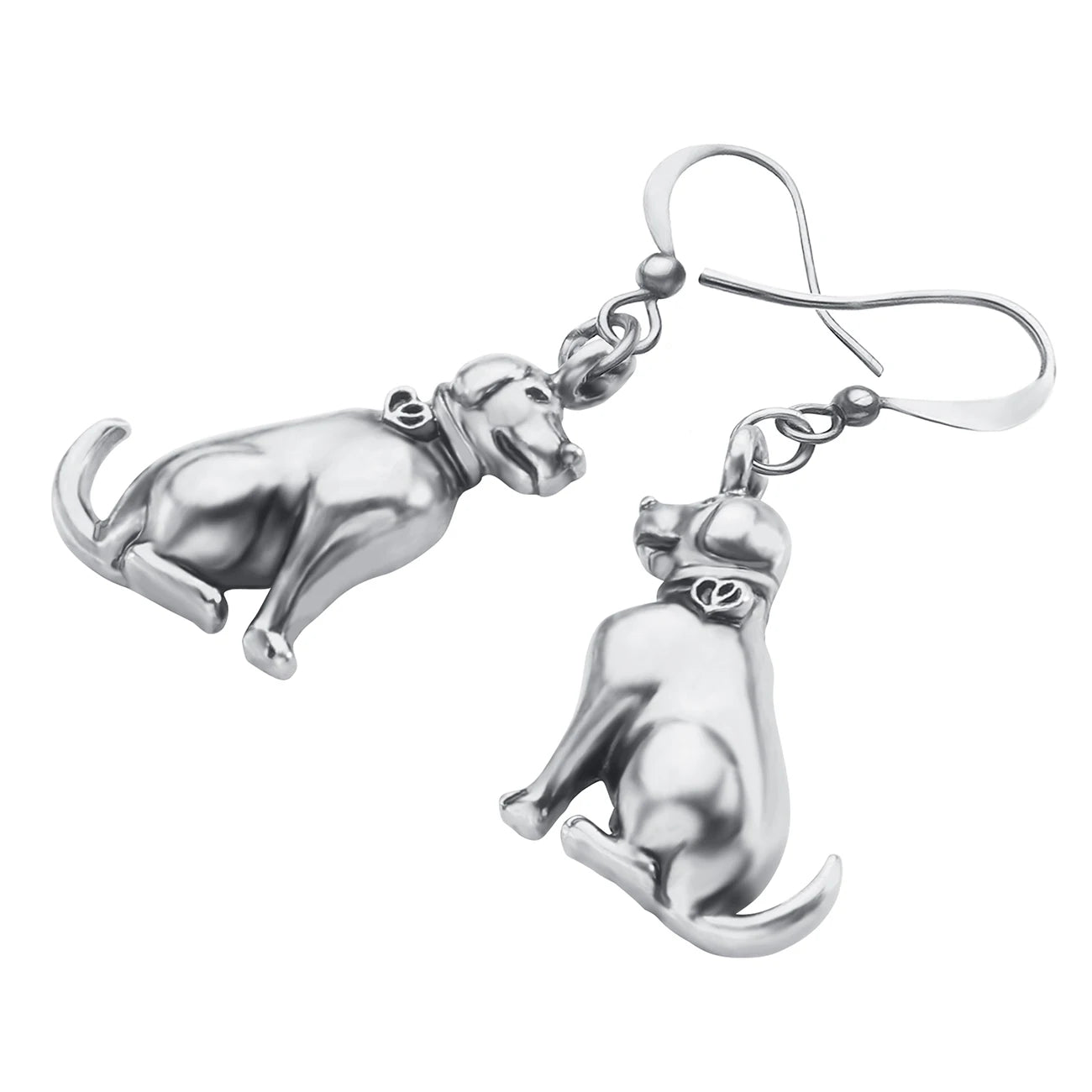 Alloy Antique Gold Plated Sweet Labrador Dogs Earrings Drop Dangle Novelty - PeticaDeals