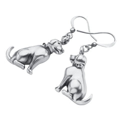 Alloy Antique Gold Plated Sweet Labrador Dogs Earrings Drop Dangle Novelty - PeticaDeals