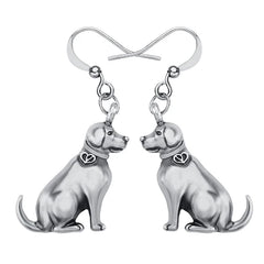Alloy Antique Gold Plated Sweet Labrador Dogs Earrings Drop Dangle Novelty - PeticaDeals