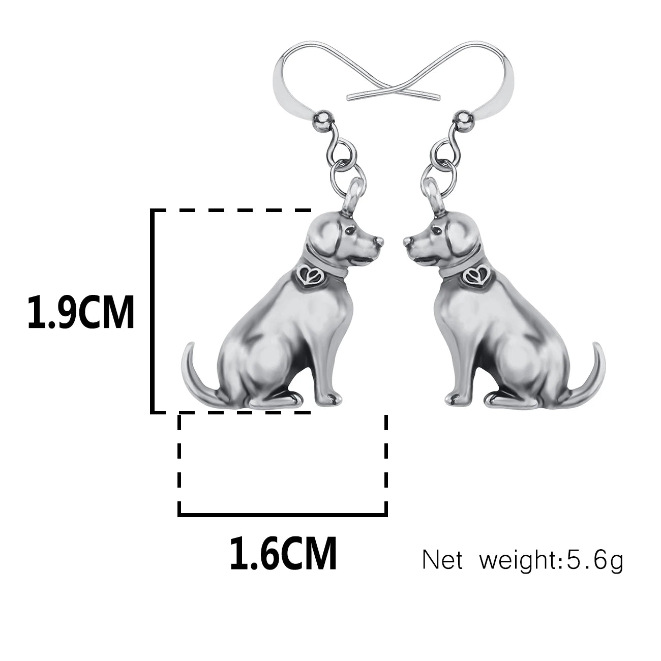 Alloy Antique Gold Plated Sweet Labrador Dogs Earrings Drop Dangle Novelty - PeticaDeals