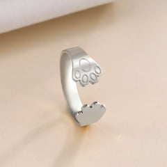 Animal Pet Paw Open Rings for Women Stainless Steel Adjustable - PeticaDeals