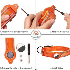 Anti-Lost Dog Collar Waterproof Airtag Protective Case Reflective Pet Necklace - PeticaDeals