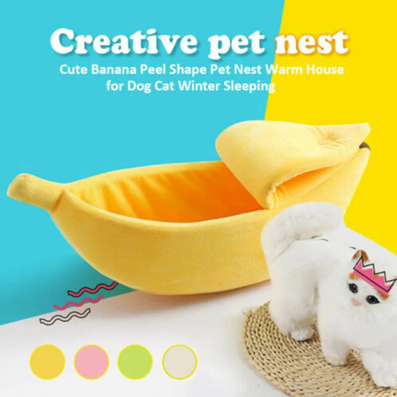 Banana Cat Bed Cute Cozy - PeticaDeals