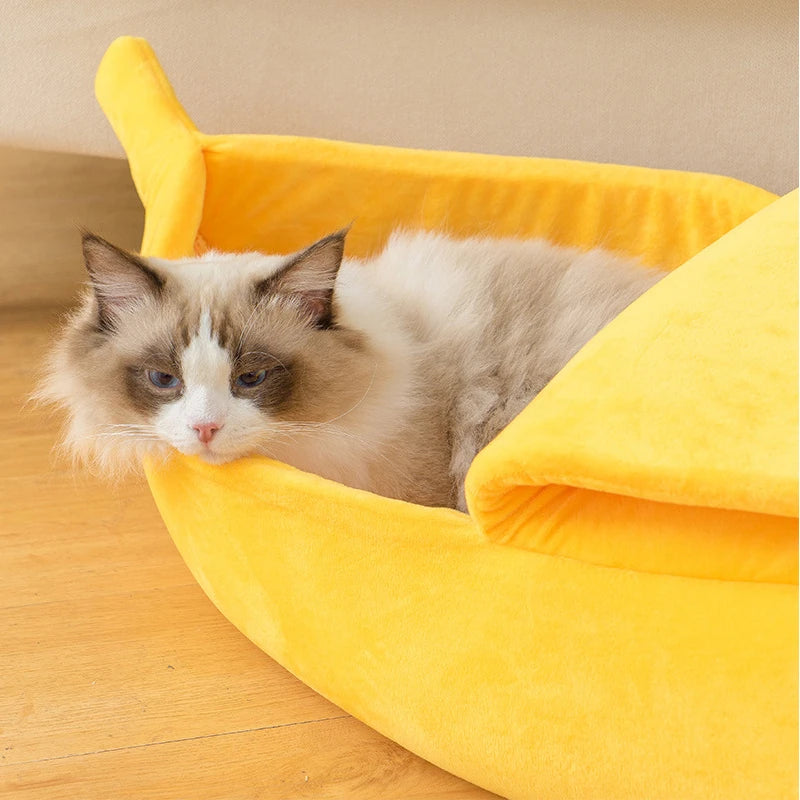 Banana Cat Bed Cute Cozy - PeticaDeals