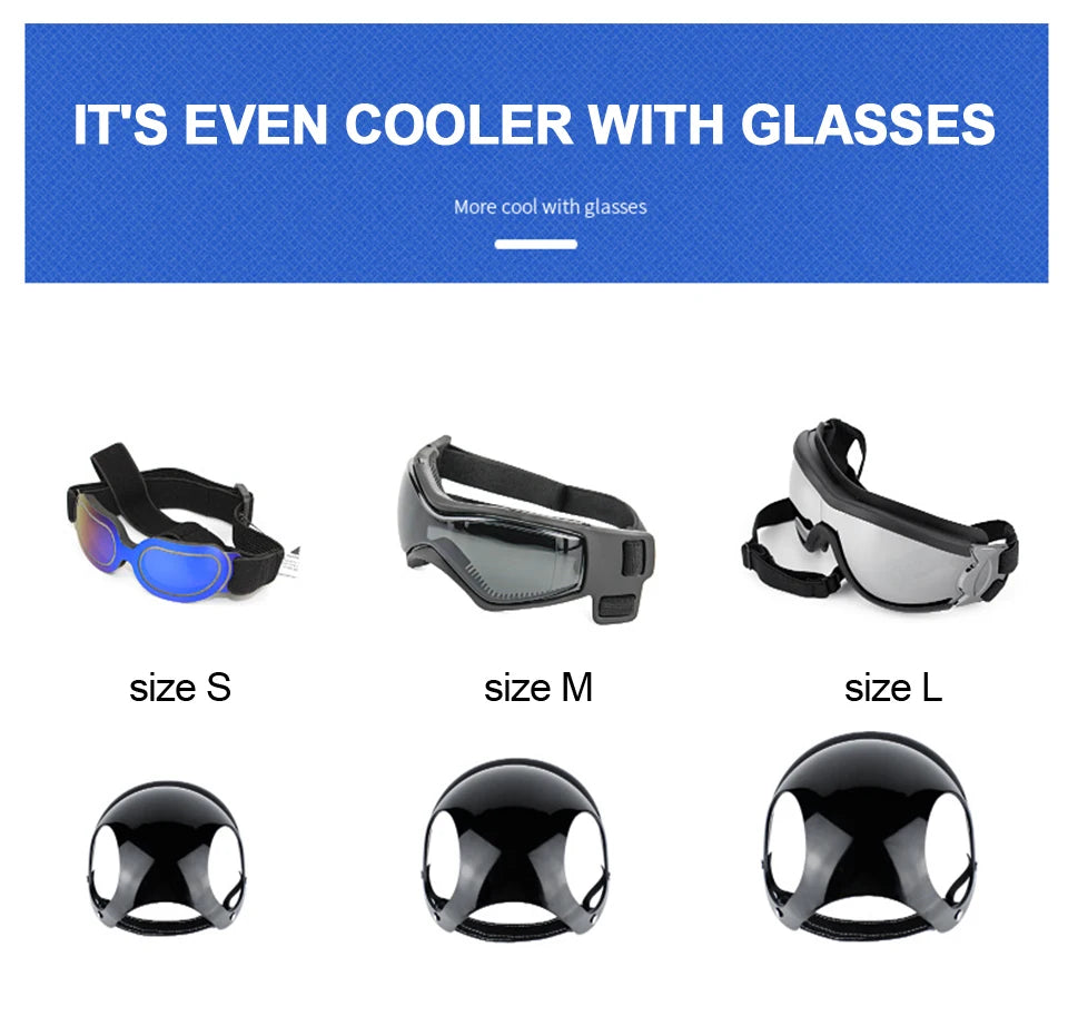 Bicycle Motorcycle Helmet with Sunglasses Dog Cat - PeticaDeals