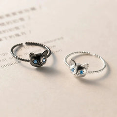Blue Eyes Cat Open Ring For Girl Sweet Cute - PeticaDeals