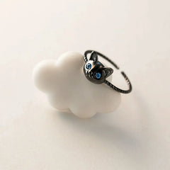 Blue Eyes Cat Open Ring For Girl Sweet Cute - PeticaDeals