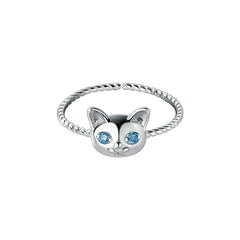 Blue Eyes Cat Open Ring For Girl Sweet Cute - PeticaDeals
